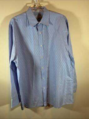 Johnston & Murphy Light Blue Chevron-Pattern Dress Shirt